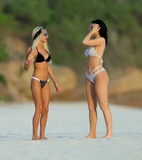 kylie-jenner-and-pia-mia-perez-in-bikinis-at-a-beach-in-punt