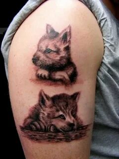 wolf cubs Wolf tattoos, Wolf tattoo, White wolf tattoo