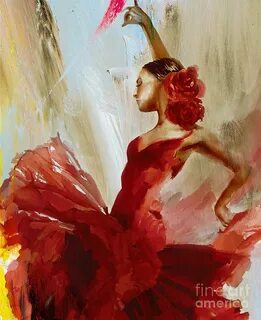 Flamenco abstract female dance Painting by Gull G Fine Art A