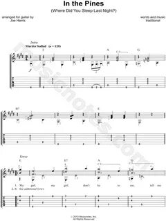 Traditional "In the Pines" Guitar Tab in E Major - Download 