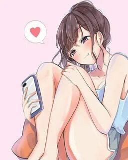 Cute Girl Using Phone Matching PFP For Couples Wallpaper. 