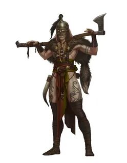 Female Human Barbarian - Greataxe - Pathfinder PFRPG DND D&D