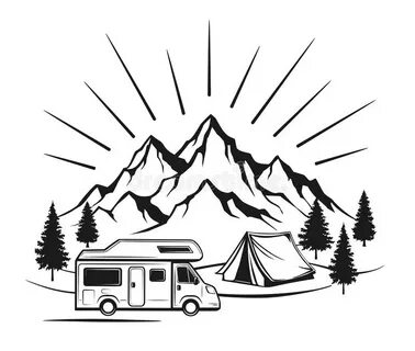 Caravan and tent stock illustration. Illustration of corpora