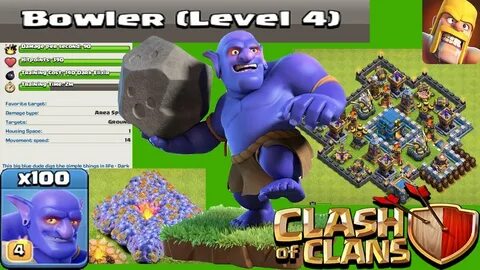 Clash Of Clans Bowler Level 4 x100 Bowler Attack On TH12 Ful