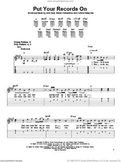 Rae - Put Your Records On sheet music for guitar solo (easy 