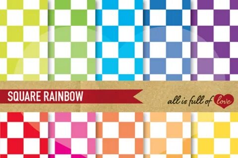 Rainbow Chess Digital Paper Pack Checkered Backgrounds By Al