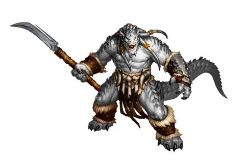 Male Lizardfolk White Dragon Barbarian - Pathfinder 2E PFRPG