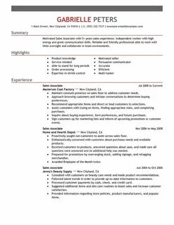 Sales Associate Resume Sample Sales resume examples, Retail 