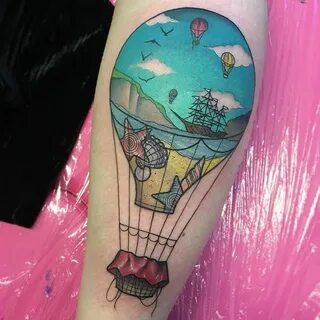 Ocean Hot Air Balloon by @bootattoo89 at Nine Owls Tattoo Pa