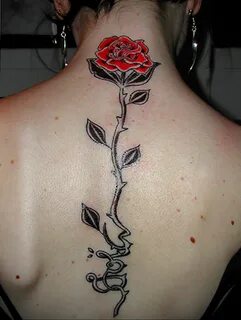 тату роза на спине девушки 04.02.2020 № 019 -rose tattoo for