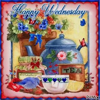 Happy Wednesday Ilustração de chás, Decoupage, Arte com cact