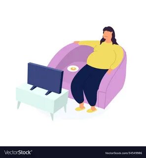 Obese young woman fat girl sitting on couch Vector Image