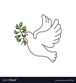 Peace dove with olive branch Royalty Free Vector Image
