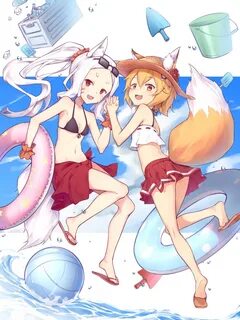 Safebooru - 2girls animal ear fluff animal ears ass ball bea