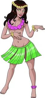 Hawaiian Hula Girl Cartoon