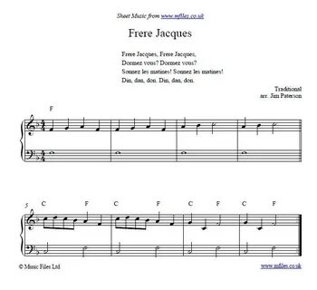 Frere Jacques: a traditional Nursery Rhyme - download PDF Sh