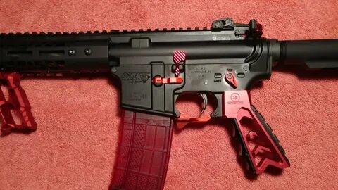 AR-15 Red Trigger Guard, Mag Release, Mag Release Button, Bo