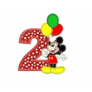 Mickey Mouse 2nd birthday Holding a Balloons Applique Design