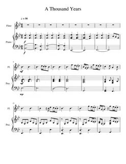 A Thousand Years Sheet music for Piano, Flute (Solo) Musesco