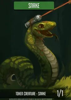 Green Snake Token Snake, Snake art, Token