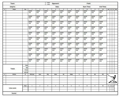 Baseball Score Sheet PDF Baseball scores, Sheet, Softball