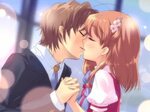 1536x864 resolution male and female anime character kissing 