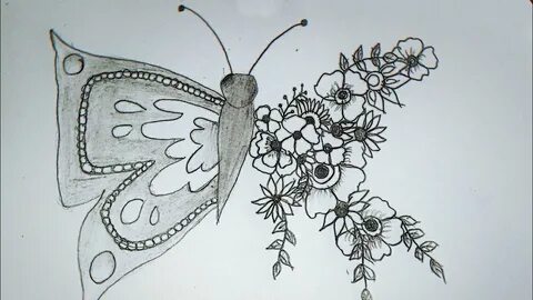 How to draw beautiful half butterfly and half flower art. pe