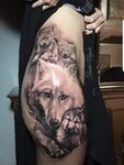 Mother wolf and her pups. Tattoo designed and done by Teneil
