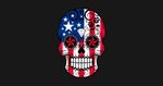 American Flag Sugar Skull with Roses - United States - Hoodi