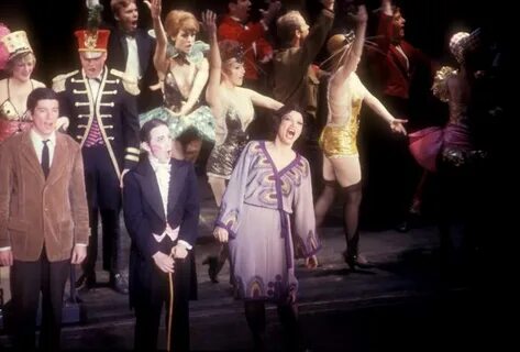 Bert Convy, Joel Grey, and cast in the stage production Caba