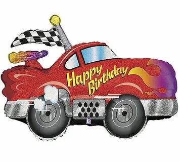Happy Birthday Racing Car 34" Balloon Speed Hot Rod Checkere