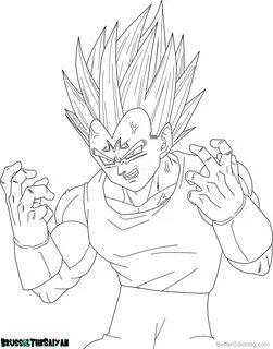 Majin Vegeta Coloring Pages Lineart by BrusselTheSaiyan - Fr