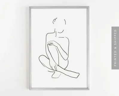 Female Pose Print Line Drawing Woman Minimalist Figure Line 