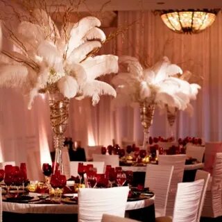 Image result for art deco centerpieces Feather wedding, Holl