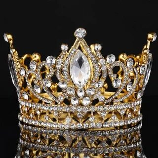 Big European Royal Crown Golden Rhinestone crown Tiara Super