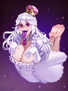 Safebooru - 1girl barefoot breasts collar commentary crown d