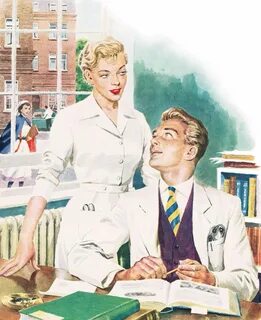 Vintage Nurse and Doctor Illustration Vintage illustration a