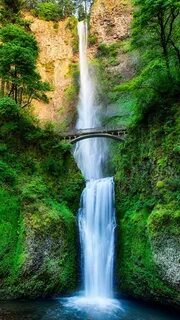 Oregon, USA, waterfall, bridge iPhone X 8,7,6,5,4,3GS wallpa