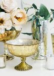 Mercury Glass Compote Bowl in Gold - 5" Tall x 7" Wide Gold 