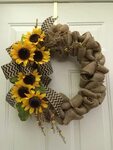Sunflower Burlap Wreath with Bow fast shipping