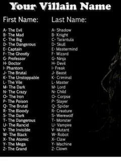 Your villain name.... Villain names, Name generator, Funny n