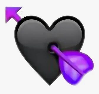 Black Heart Png -transparent Black Heart Emoji , Png - Purpl