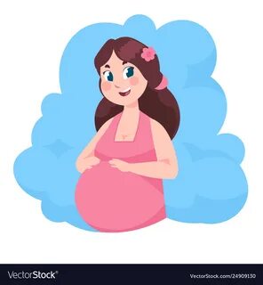 Cartoon pregnant woman young mom with baby flat Vector Image