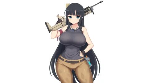 Download Wallpaper girls with guns, FN SCAR, tank top, fortnite, anime girl...