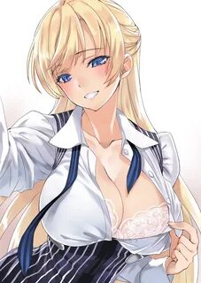 Safebooru - 1girl :d blonde hair blue eyes blue necktie blus