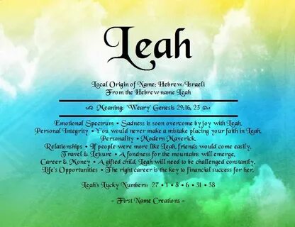 Leah Hebrew Names, Hebrew Words, Names With Meaning, Meaning Of Life, Leah Name...