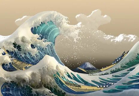 Wave art, Japan art, Ocean art