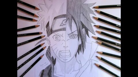 Drawing Naruto And Sasuke Half Faces - YouTube