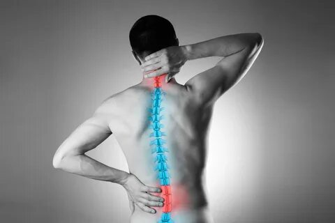 Боль в позвоночнике, человек с болями в спине, травмы спины и шеи человека 