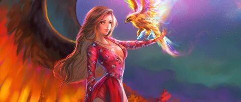 2560x1080 Fantasy Girl With Phoenix 2560x1080 Resolution HD 